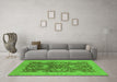 Machine Washable Oriental Green Industrial Area Rugs in a Living Room,, wshurb948grn