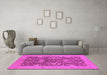 Machine Washable Oriental Pink Industrial Rug in a Living Room, wshurb948pnk