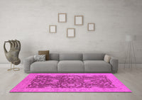 Machine Washable Oriental Pink Industrial Rug, wshurb948pnk