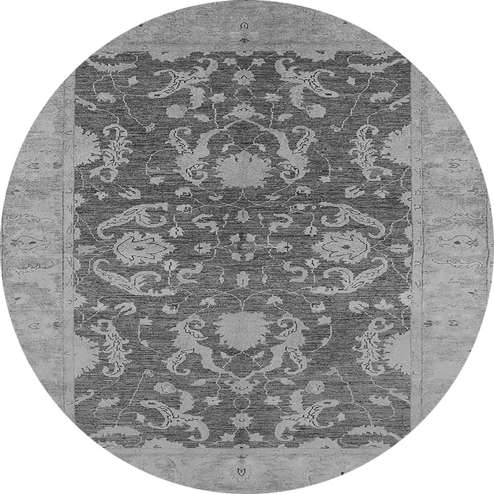 Round Machine Washable Oriental Gray Industrial Rug, wshurb948gry