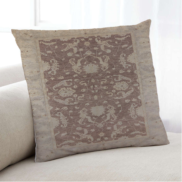 Lifestyle Image of Mid-Century Modern Urban Square Sienna Brown Throw Pillow, 18 inch by 18 inch, pwurb948