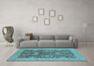 Machine Washable Oriental Light Blue Industrial Rug in a Living Room, wshurb948lblu