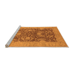 Sideview of Machine Washable Oriental Orange Industrial Area Rugs, wshurb948org