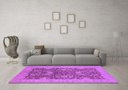Machine Washable Oriental Purple Industrial Area Rugs in a Living Room, wshurb948pur