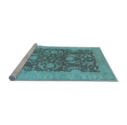 Sideview of Machine Washable Oriental Light Blue Industrial Rug, wshurb948lblu