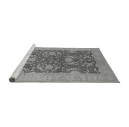 Sideview of Machine Washable Oriental Gray Industrial Rug, wshurb948gry