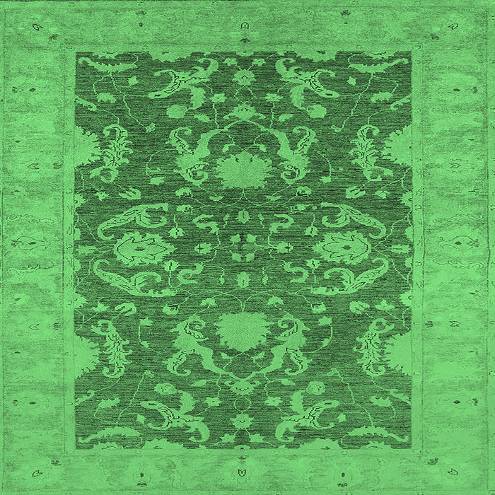 Square Oriental Emerald Green Industrial Rug, urb948emgrn