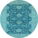 Round Oriental Light Blue Industrial Rug, urb949lblu