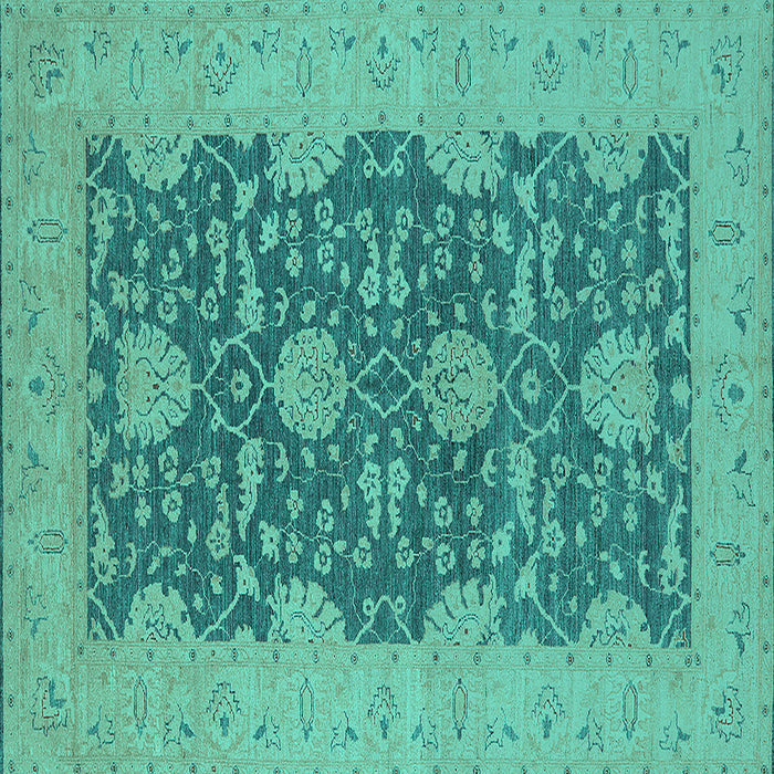 Square Oriental Turquoise Industrial Rug, urb949turq