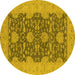 Round Oriental Yellow Industrial Rug, urb949yw