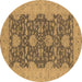 Round Oriental Brown Industrial Rug, urb949brn