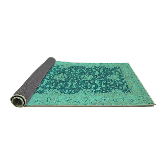 Sideview of Oriental Turquoise Industrial Rug, urb949turq