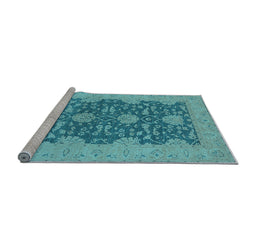 Sideview of Machine Washable Oriental Light Blue Industrial Rug, wshurb949lblu