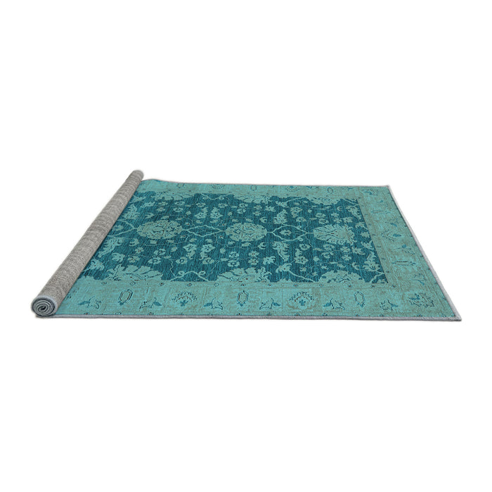 Sideview of Machine Washable Oriental Light Blue Industrial Rug, wshurb949lblu