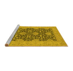 Sideview of Machine Washable Oriental Yellow Industrial Rug, wshurb949yw