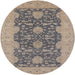 Round Mid-Century Modern Sandstone Brown Oriental Rug, urb949