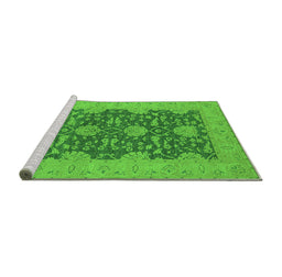 Sideview of Machine Washable Oriental Green Industrial Area Rugs, wshurb949grn
