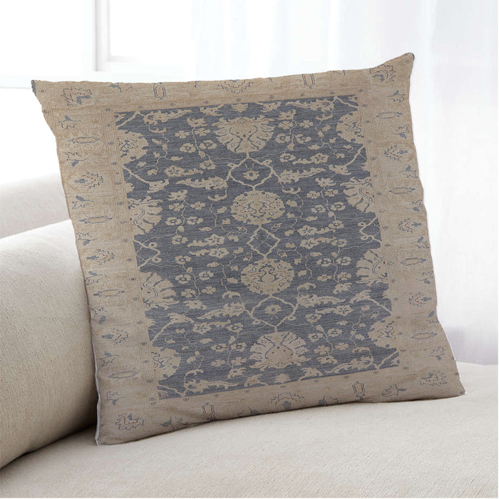 Lifestyle Image of Mid-Century Modern Urban Square Sandstone Brown Throw Pillow, 18 inch by 18 inch, pwurb949