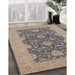 Mid-Century Modern Sandstone Brown Oriental Rug in Family Room, urb949