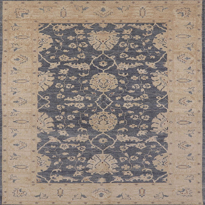 Square Mid-Century Modern Sandstone Brown Oriental Rug, urb949