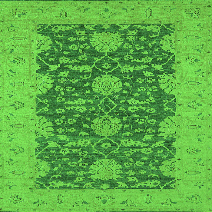 Square Machine Washable Oriental Green Industrial Area Rugs, wshurb949grn