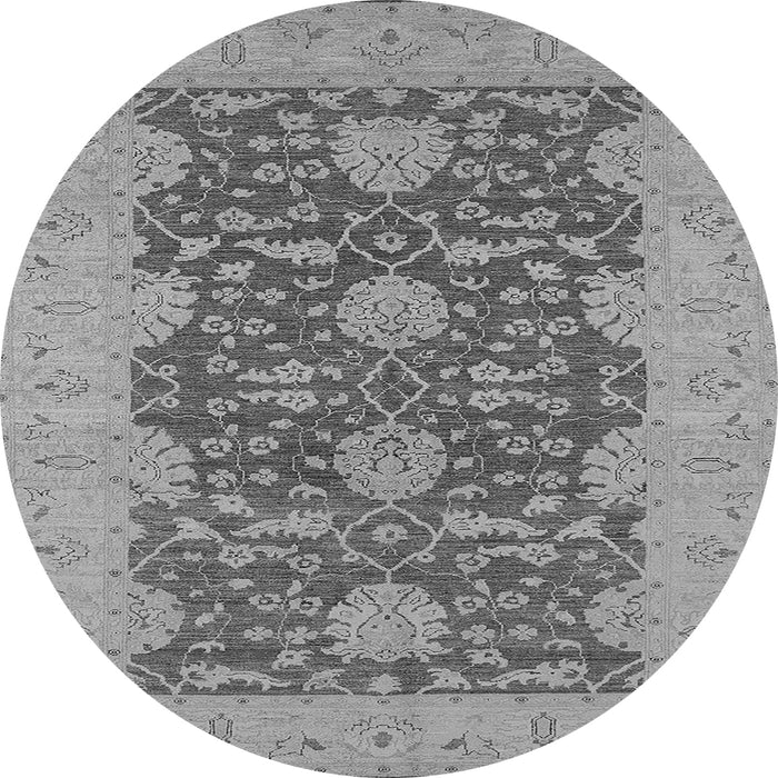 Round Machine Washable Oriental Gray Industrial Rug, wshurb949gry