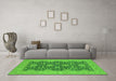 Machine Washable Oriental Green Industrial Area Rugs in a Living Room,, wshurb949grn