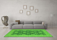 Machine Washable Oriental Green Industrial Rug, wshurb949grn