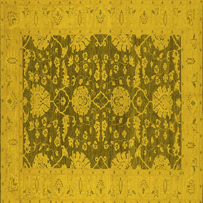 Square Machine Washable Oriental Yellow Industrial Rug, wshurb949yw