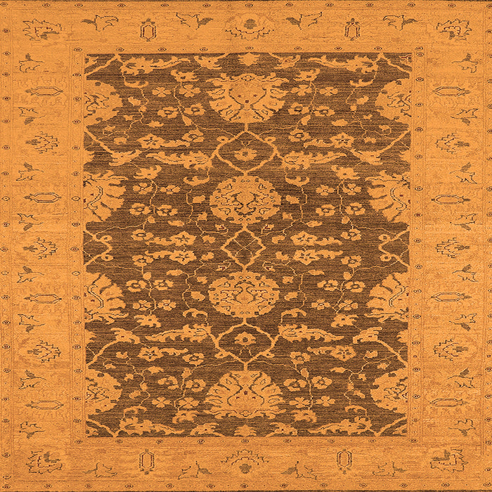 Square Machine Washable Oriental Orange Industrial Area Rugs, wshurb949org