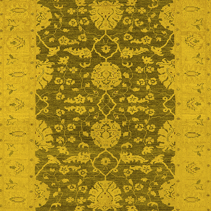 Machine Washable Oriental Yellow Industrial Rug, wshurb949yw