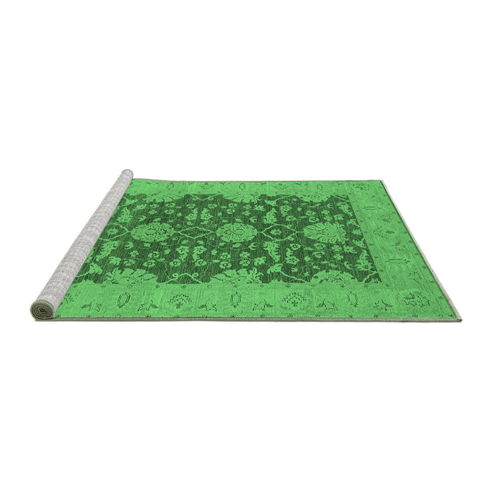 Sideview of Machine Washable Oriental Emerald Green Industrial Area Rugs, wshurb949emgrn