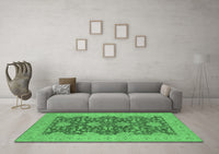 Machine Washable Oriental Emerald Green Industrial Rug, wshurb949emgrn