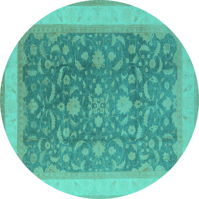 Round Oriental Turquoise Industrial Rug, urb950turq