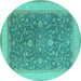 Round Oriental Turquoise Industrial Rug, urb950turq