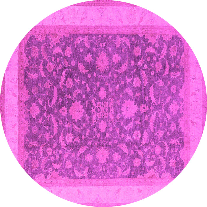 Round Machine Washable Oriental Pink Industrial Rug, wshurb950pnk