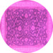 Round Machine Washable Oriental Pink Industrial Rug, wshurb950pnk