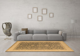 Machine Washable Oriental Brown Industrial Rug in a Living Room,, wshurb950brn
