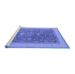 Sideview of Machine Washable Oriental Blue Industrial Rug, wshurb950blu