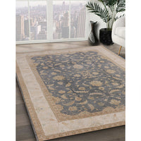 Mid-Century Modern Army Brown Oriental Rug, urb950