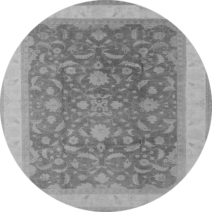 Round Machine Washable Oriental Gray Industrial Rug, wshurb950gry