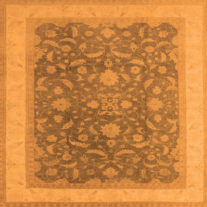 Square Machine Washable Oriental Orange Industrial Area Rugs, wshurb950org