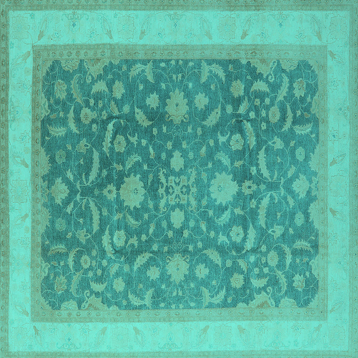 Square Oriental Turquoise Industrial Rug, urb950turq