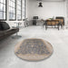 Round Machine Washable Industrial Modern Army Brown Rug in a Office, wshurb950