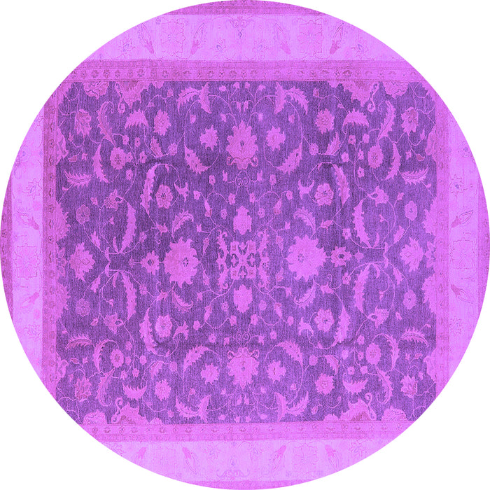 Round Machine Washable Oriental Purple Industrial Area Rugs, wshurb950pur