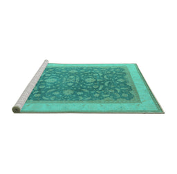 Sideview of Machine Washable Oriental Turquoise Industrial Area Rugs, wshurb950turq