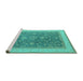 Sideview of Machine Washable Oriental Turquoise Industrial Area Rugs, wshurb950turq