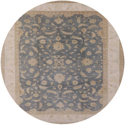 Round Mid-Century Modern Army Brown Oriental Rug, urb950