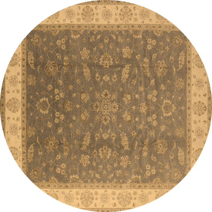 Round Machine Washable Oriental Brown Industrial Rug, wshurb951brn