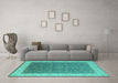 Machine Washable Oriental Turquoise Industrial Area Rugs in a Living Room,, wshurb951turq